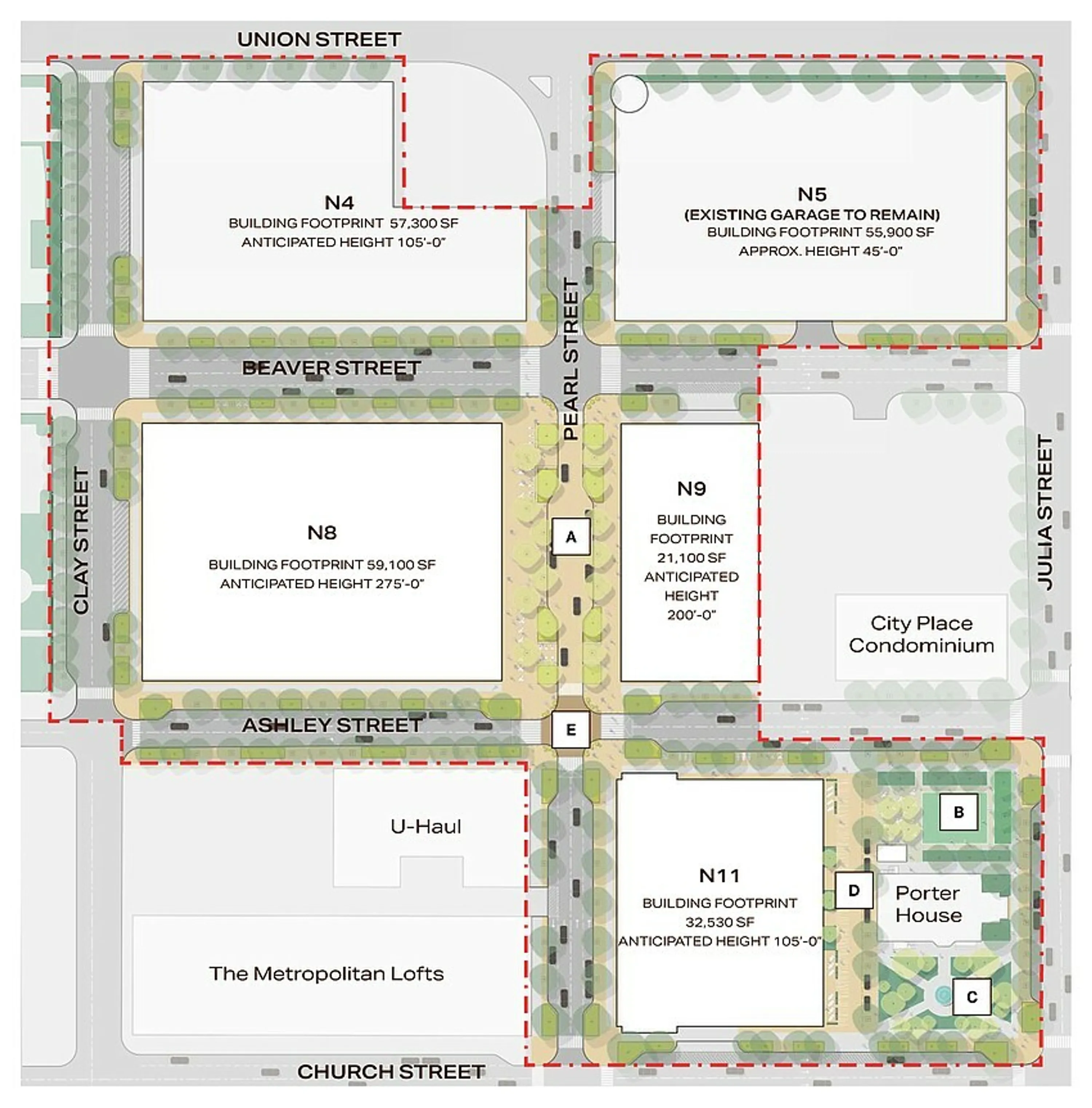 Pearl Street District Multi Phase Site Plan site master plan t850